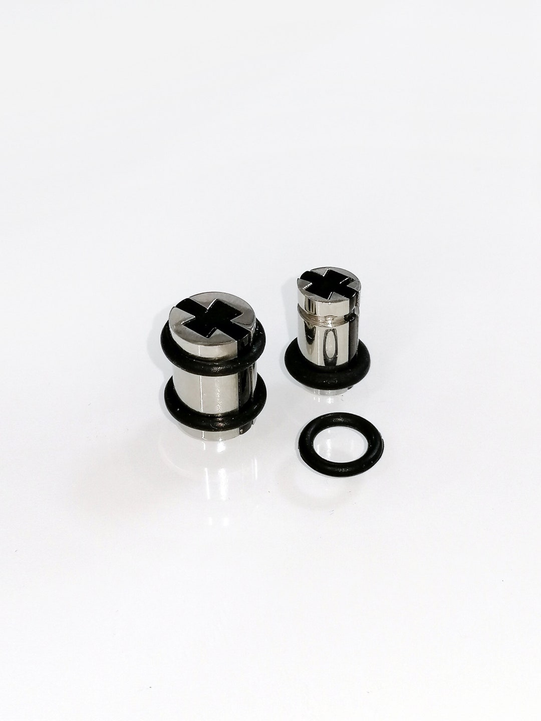 Cross Ear Plug Gauges 6mm, 8mm, 10mm surgical Steel , Silver and Black Color, Custom Ear Gauges