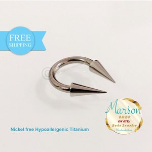 Very Long spikes Circular barbell Extreme. 1.6mm (14g) Horseshoe Titanium Hypoallergenic barbell. Septum Gift men, women. Free shipping