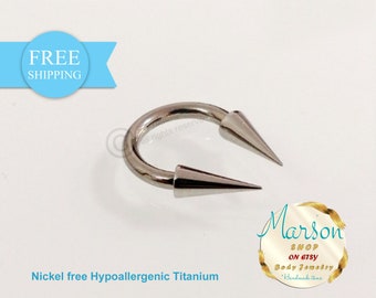 Very Long spikes Circular barbell Extreme. 1.6mm (14g) Horseshoe Titanium Hypoallergenic barbell. Septum Gift men, women. Free shipping
