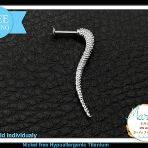 May include: Silver snake body piercing, made of hypoallergenic titanium. The piercing is sold individually.