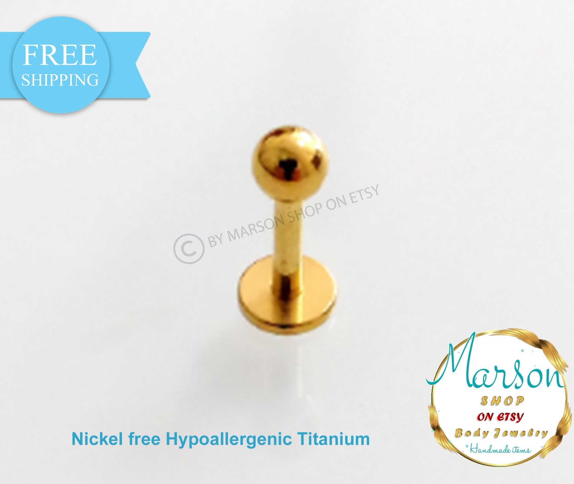 Labret barbell, Titanium hypoallergenic body jewelry, good for cheek piercing, medusa, monroe, snake bites Lips, tragus, helix, conch, daith