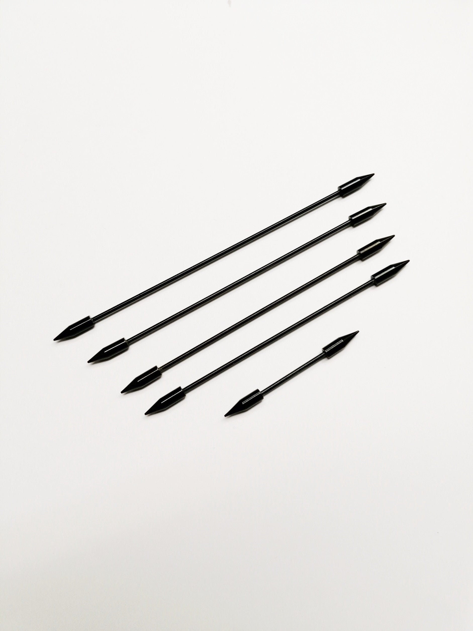 Black Titanium. Very Long Extreme Barbell Body Jewelry, 1.6