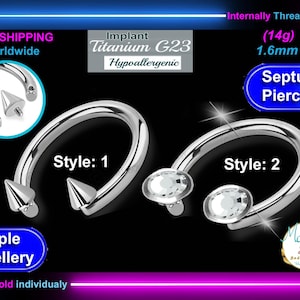 Septum, nipple Circular barbell, body Piercing jewelry, Horseshoe, Titanium, Internally Threaded, 14g ear, tragus, helix, Nose, spikes