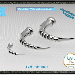 Earlobe gauge stretcher, Titanium Ear taper, nickel free, ear expander, Earring gauge, Ear claw, ear gauge jewelry, body piercing stretcher