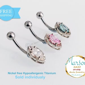 Bijoux de piercing pour nombril, rose sarcelle, pierres précieuses claires, barre en acier chirurgical, grosse pierre, bijoux de ventre, géométrique, livraison gratuite