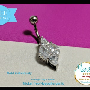 Bauchnabel Piercing Schmuck, Nabel Ring, Titanium, klare große Steine, Nabel Ring, Versandkostenfrei - Bauchnabel, minimal, Schmuck