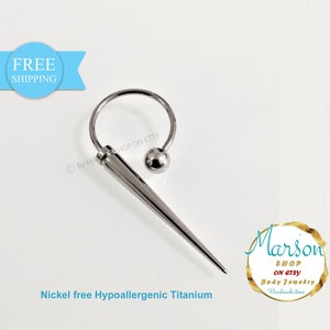 Horseshoe Circular barbell 1.2mm (16g) Titanium Extreme Extra long spike Hypoallergenic Septum ring long spike cone ball jewellery