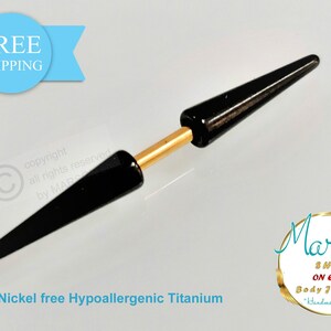 Very long Spikes Barbell. Black 16g, 1.2mm, Nickel free Titanium, very Long black spikes, extreme spikes barbell. Septum, ear, nipple, lobe