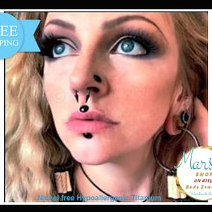Pendiente de joyería para el cuerpo, disco de media bola negro, labio, barra de 16 g. oreja, barra de TITANIO, labio de calibre 1,2 mm. hélix, lóbulo, trago, cartílago.