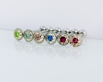 Barretta per lingua in cristallo Swarovski, acciaio chirurgico senza nichel, 14 g