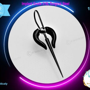 May include: Black surgical steel ear cuff with a 1.2 mm gauge and a 16g size. Implant grade 316L surgical steel.