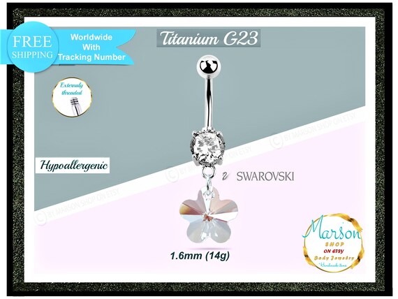 Rajnard Navelpiercing Bar 14G Dangle Belly Banaan Barbell 10 millimeter van chirurgisch staal dangling navel zilveren ringen goud bloem vlinder hart navel sieraden voor vrouwen, 14 Gauge (1,6 mm) med