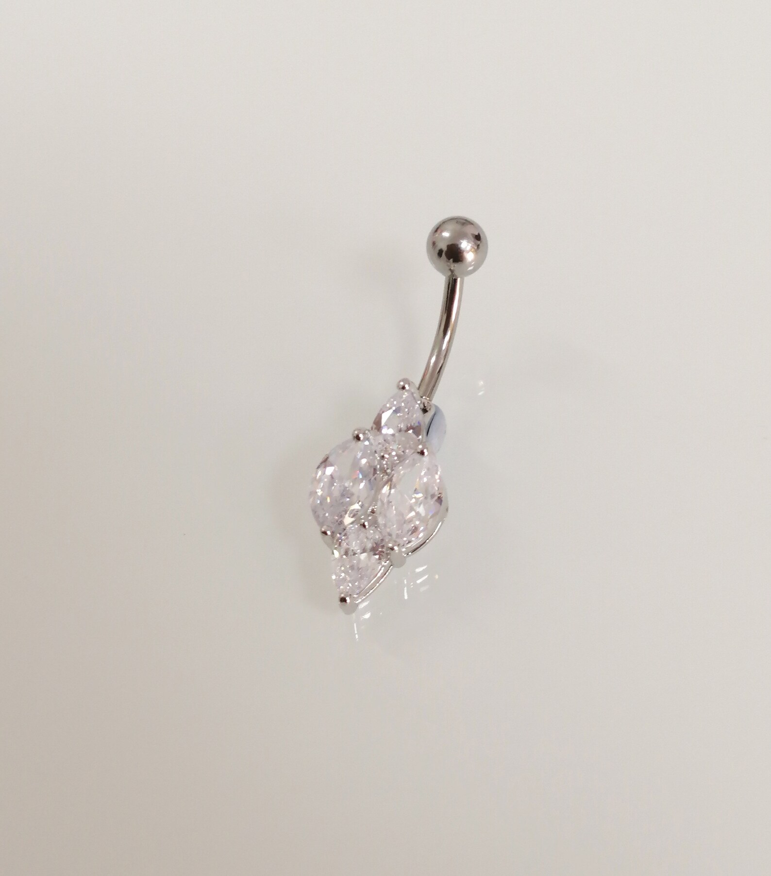 Belly ring Titanium clear big stone navel ring Free Etsy