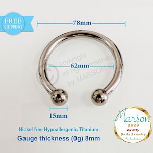 Extreme large Circular Horseshoe Barbell Bracelet, Nickel free TITANIUM, very Heavy ear gauge Horseshoe unique, decor body jewelry