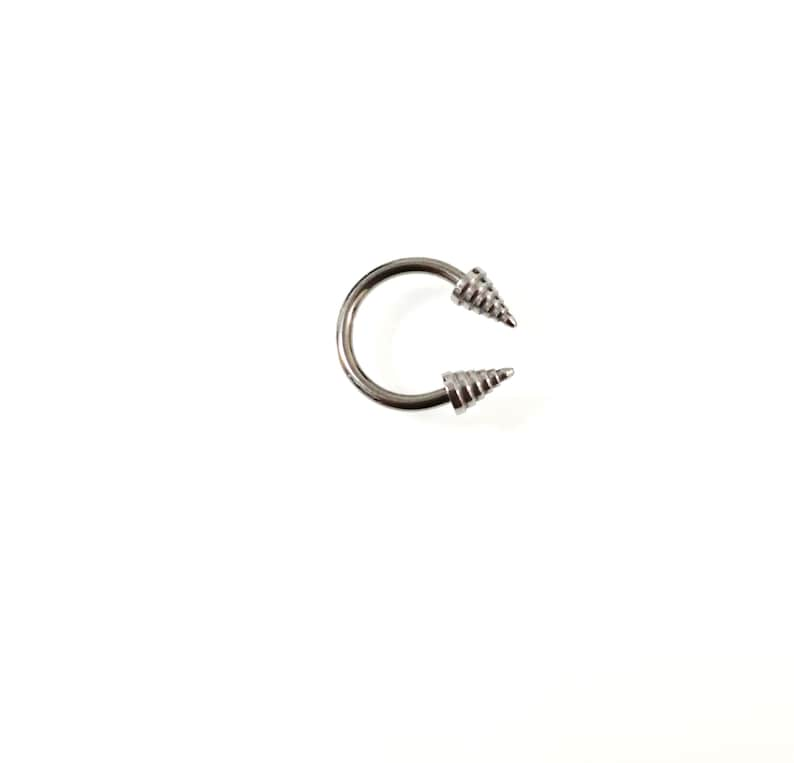 16g, Spikes Circular barbell. new Horseshoe Titanium Hypoallergenic barbell. 1.2mm. Extreme spike, Septum ring, Pyramid cone spikes image 2