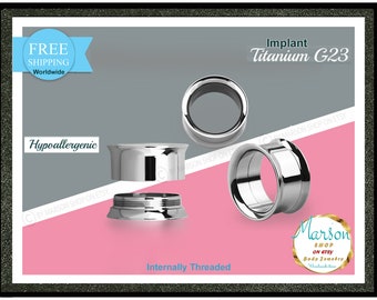 Tunnels en titane argenté, filetage interne, Jauges auriculaires hypoallergéniques