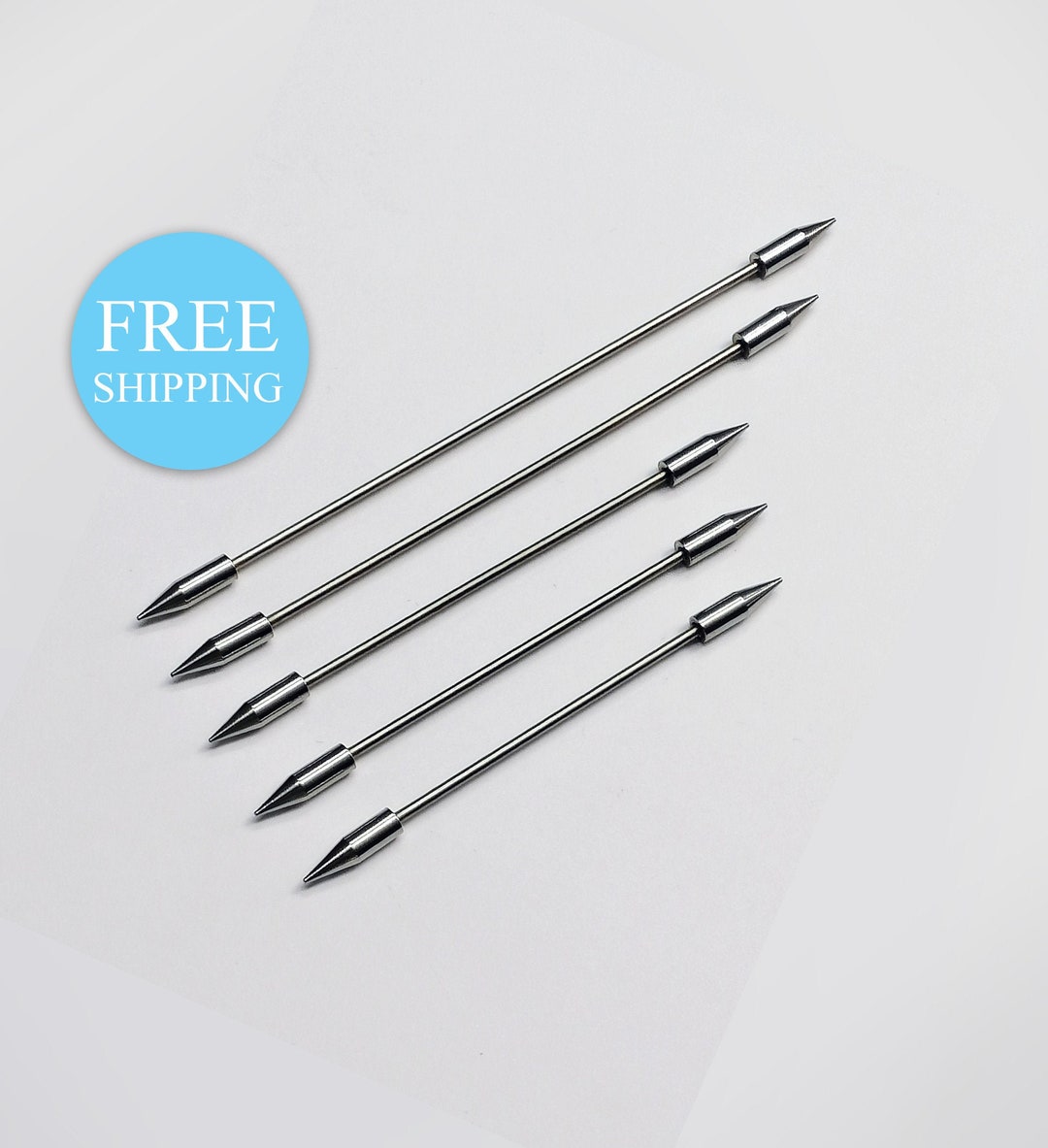 Very Long Extreme Barbell Body Jewelry, TITANIUM . 1.6mm Two Long