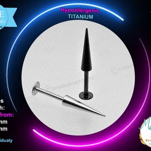 Labret barbell spikes, Body jewelry 16g, Titanium, Lips, cheek, medusa, monroe, snake bites, cartilage, tragus, helix, ear, nose, anti-helix