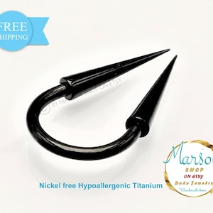 Very Long spikes Circular barbell Extreme. Horseshoe Titanium Hypoallergenic barbell. 1.6mm (14g). Septum Gift Men, women. Free shipping