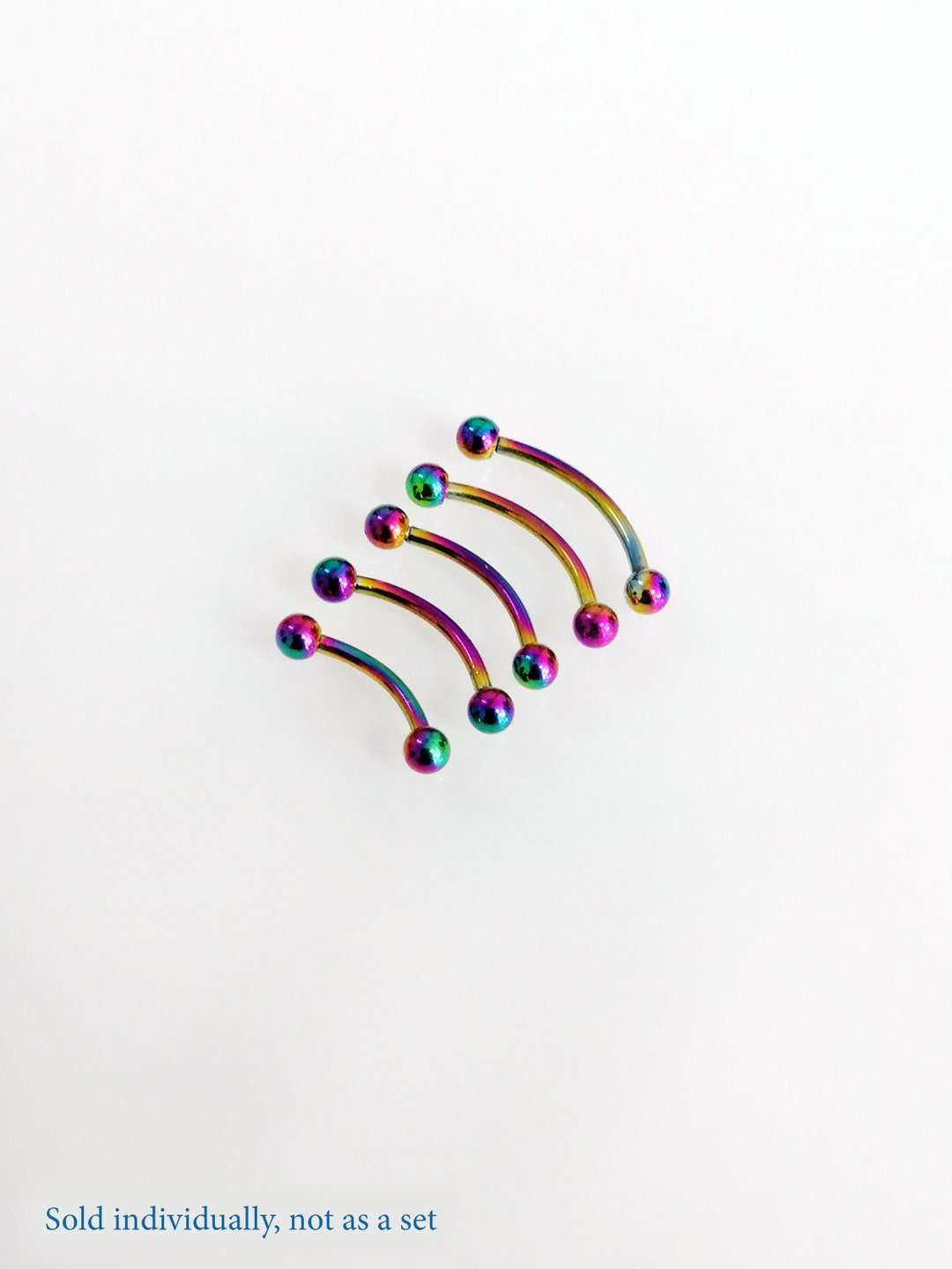16g (1,2mm) Ranbow Surgcal Steel Curved Barbell. 6mm, 8mm, 10mm, 12mm