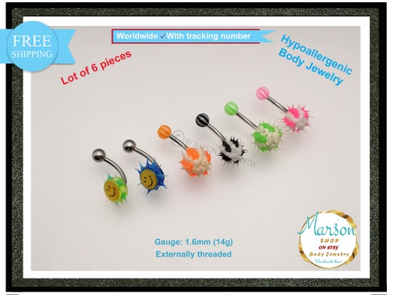 Belly Ring Button Navel Body Jewelry Lot of 6 Pieces Silicone