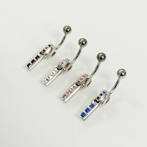 Belly ring jewelry-Sapphire,blue,light Pink, Teal, Clear gemstones, 14g - TITANIUM barbell, navel  ring - gemstone belly ring. ziperr