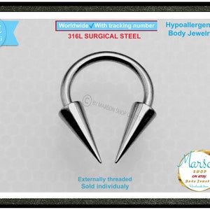 ery Long spike, Circular barbell Extreme 1.2mm, 16g Horseshoe Surgical steel, Hypoallergenic barbell. Septum Gift men, women. Free shipping