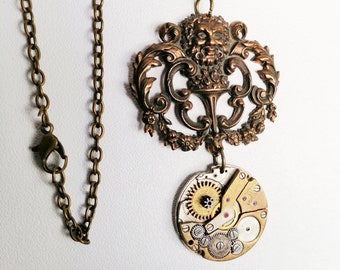 Steampunk Necklace, Antique Bronze, Steampunk Pendant, Steampunk Bronze Antique, Clockwork pendant, Steampunk Gift, Handmade, Pendant,Unisex