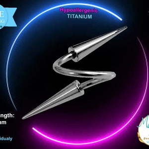 Twisted Spiral jewelry, 16g, long spikes, choose from 3x7mm spike and 3x12mm, barbell, Lip, Earring, Conch, Tragus, Helix, Lobe, Cartilage