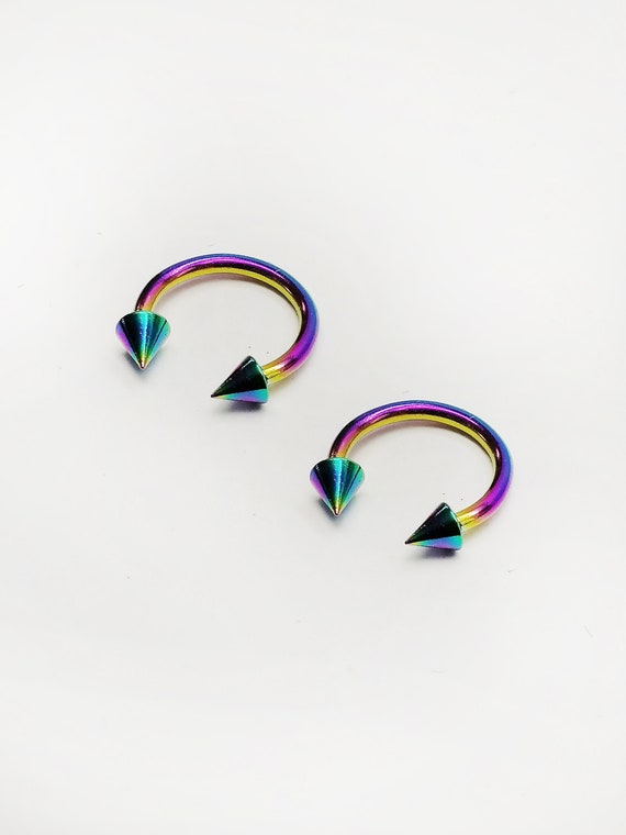 thumbnail image 2 of Rainbow 12g Titanium Horseshoe Barbells – 1/2" Dia, Anodized, 316L Surgical Steel, Pair 2 of 6