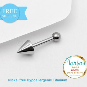Piercing al sopracciglio con bilanciere dritto, titanio - pallina e punte con bilanciere da 16 g - Rook, elica, trago, conca, setto, sopracciglio, daith, orecchio Piercing
