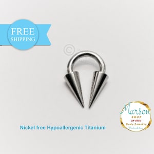 Septum Long spikes, Circular barbell, Extreme. Horseshoe, Titanium, Hypoallergenic, 1.2mm (16g). Septum, Gift Men, Women. Free shipping