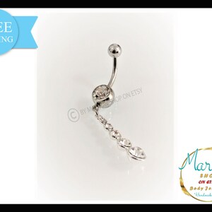 Belly ring button, long Dangling crystal, titanium, geometric navel jewelry, clear crystals. Hypoallergenic body jewelry, belly piercings