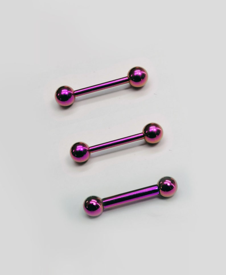Purple Titanium Straight Barbell Long Barbells With Balls - Etsy