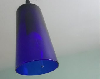 Handcrafted, Cobalt Blue Pendant Light, with a 7x3 inch Drinking Glass Shade