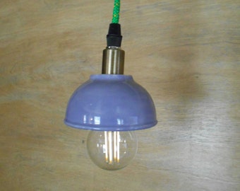 Pendant Ceiling Light, with a 3 inch Purple Ceramic Bowl Shade