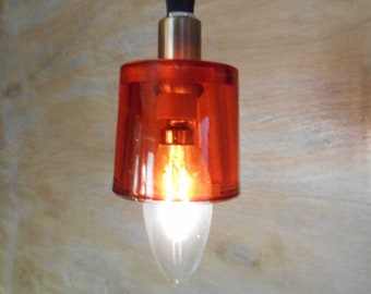 Pendant Ceiling Light, with a Orange Glass Shade