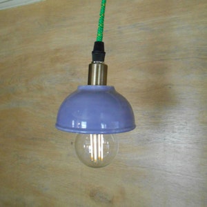Pendant Ceiling Light, with a 3 inch Purple Ceramic Bowl Shade