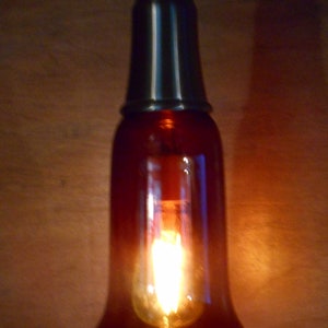 Glass Pendant Ceiling Light, with a Red Orange Shade