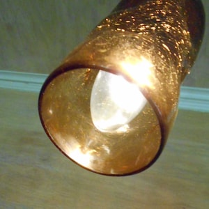 Glass Pendant Ceiling Light, with a Brown Crackled Glass Shade