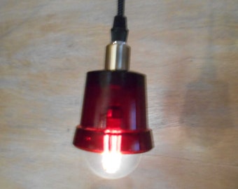 Pendant Ceiling Light, with a Red Glass Shade