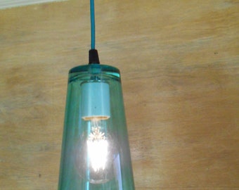 Glass Pendant Ceiling Light, with an Aqua Drinking Glass Shade