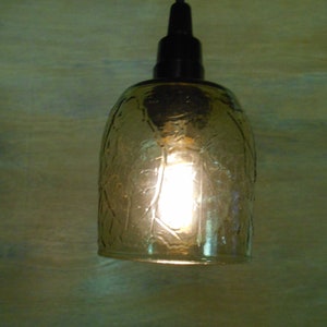 Glass Pendant Ceiling Light, with a Brown Leaf Pattern Shade