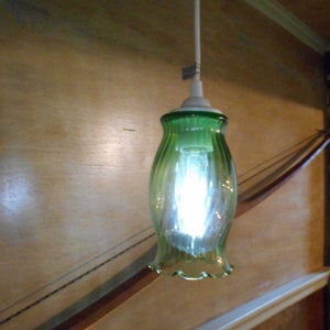 Glass Pendant Ceiling Light, with a Green Glass Shade