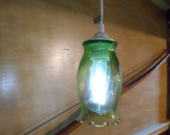 Glass Pendant Ceiling Light, with a Green Glass Shade