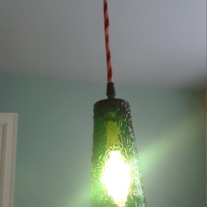 Glass Pendant Ceiling Light, with a Green Drinking Glass Shade