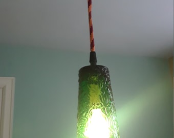 Glass Pendant Ceiling Light, with a Green Drinking Glass Shade
