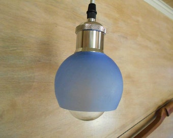 Glass Pendant Ceiling Light, with a 3.5 inch Light Blue Glass Shade