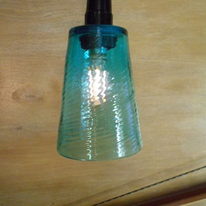 Glass Pendant Ceiling Light, with an Aqua Green Drinking Glass Shade