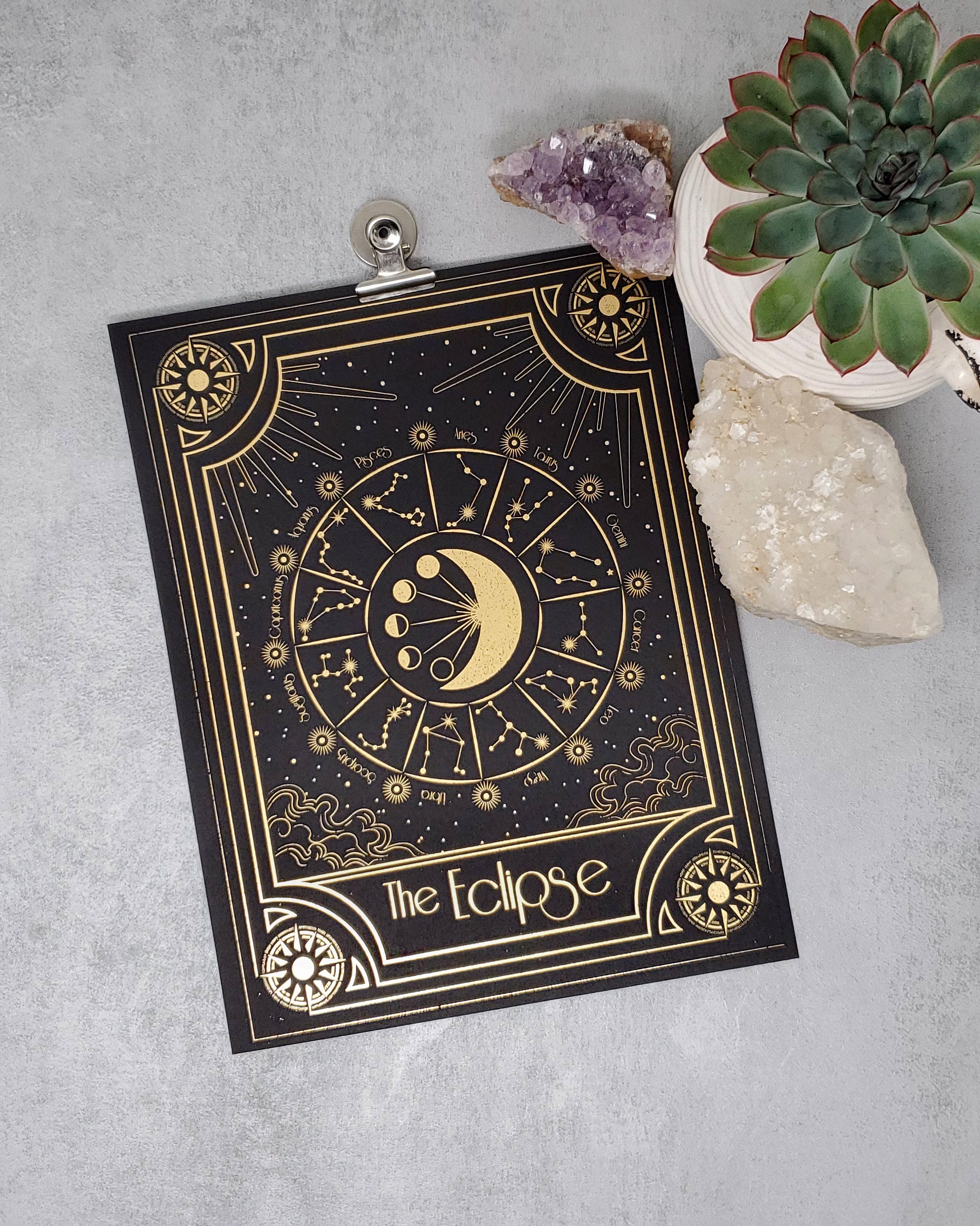 The Eclipse Tarot Card Foil Print moon Print Moon Wall Art Etsy